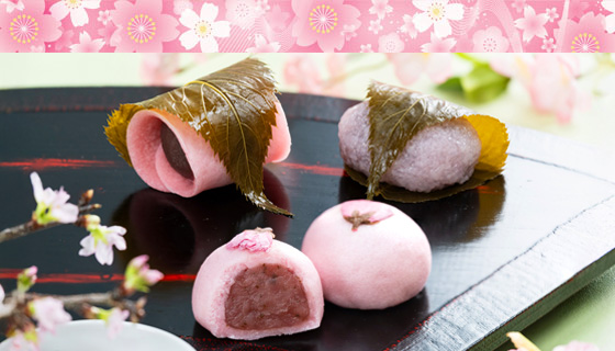 桜和菓子三種